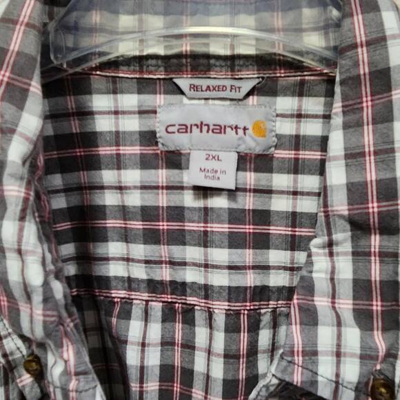 Carhartt Men's Plaid Short-Sleeve Button-Down Front Pocket Plaid Shirt 2XL - Picture 4 of 5